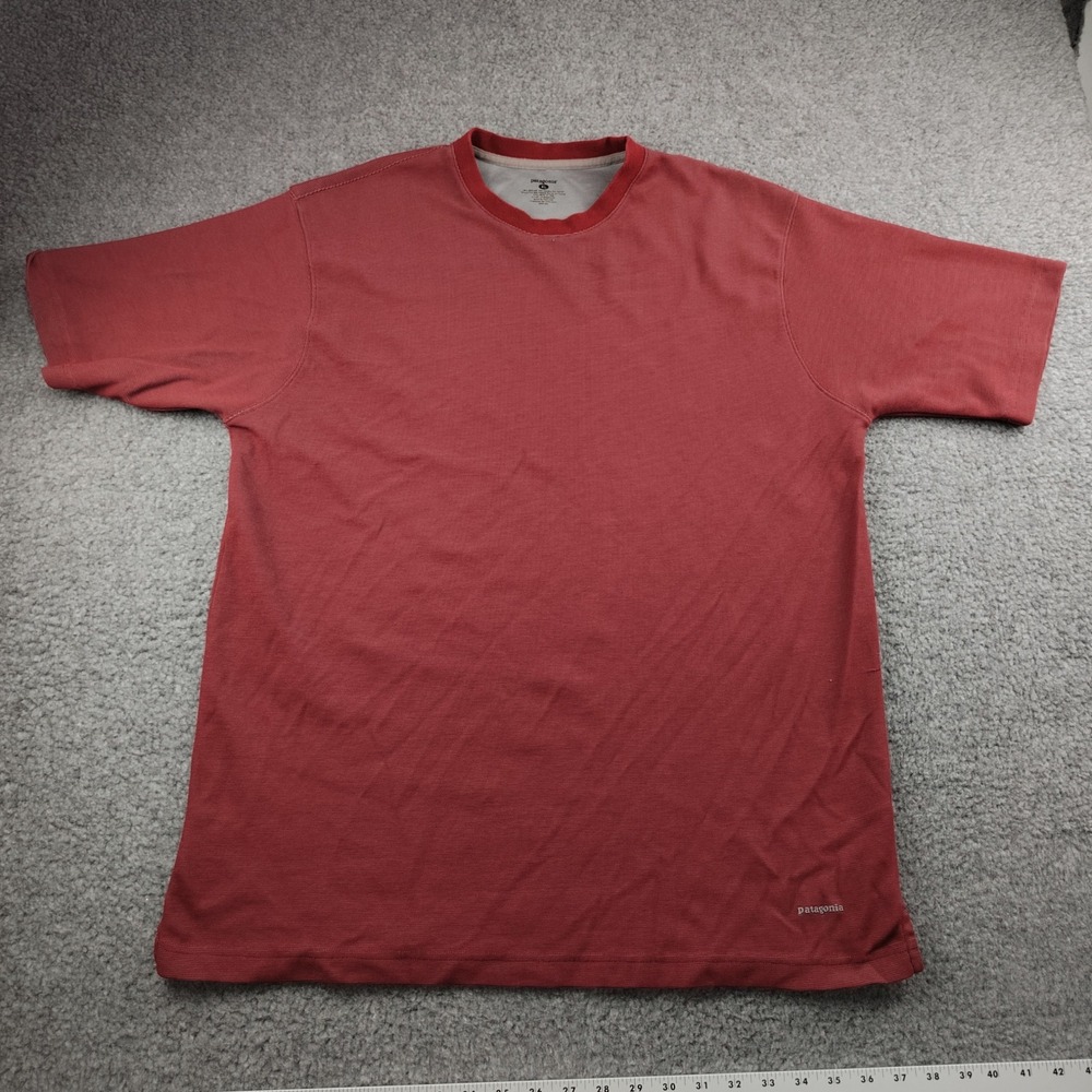 Patagonia Mens XL Organic Cotton Blend Short Sleeve T-Shirt Red Textured
